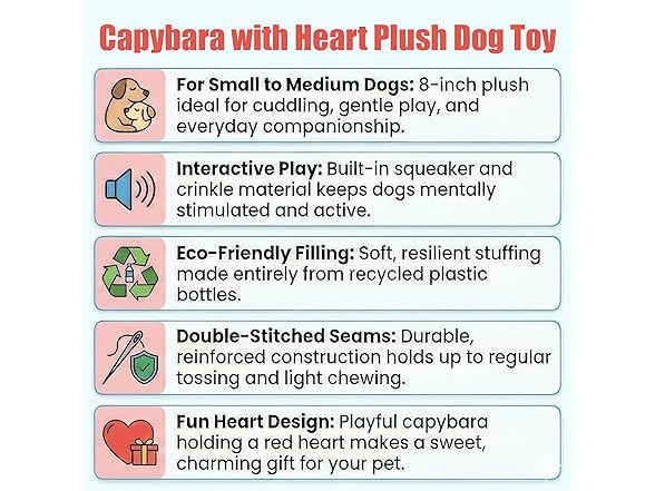 SPOT Capybara with Heart Plush Dog Toy