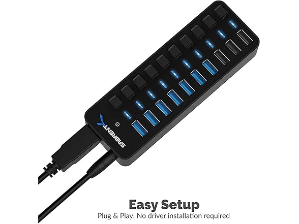 SABRENT 10-Port USB 3.0 Hub 60W Powered