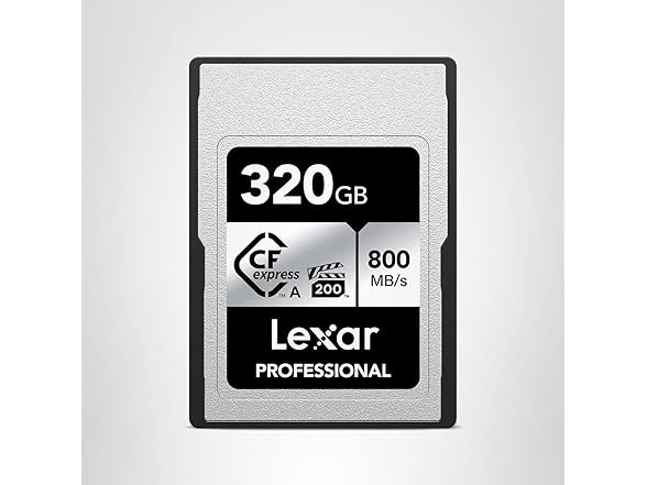 Lexar 320GB Professional CFexpress Type A SILVER Series Memory Card, Compatible with Sony Cameras w/ Type A Card Slot, Up to 800/700 MB/s Read/Write, 8K Video, VPG 200 (LCAEXSL320G-RNENG) (Open Box)