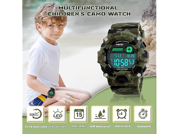 CakCity Boys Camouflage LED Sport Watch