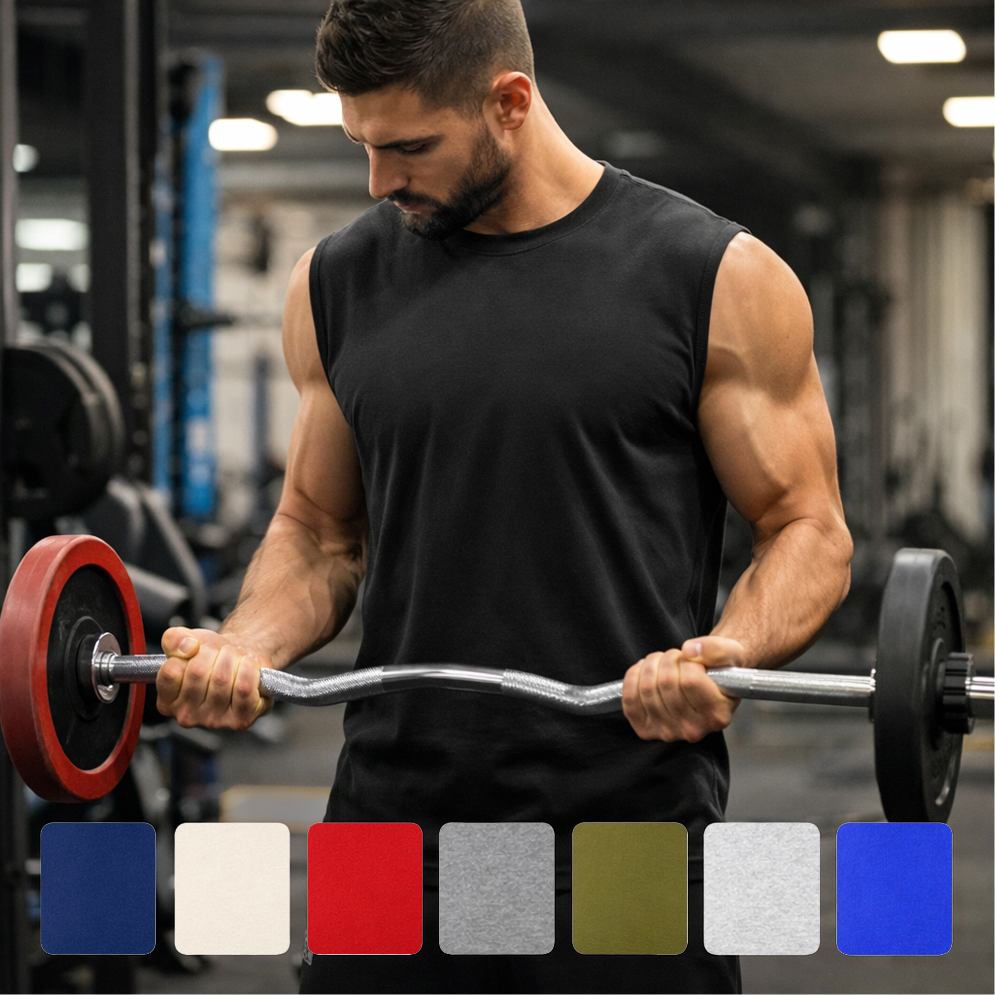 5Pk Mens 100% Cotton Muscle Tee - Gallery 7