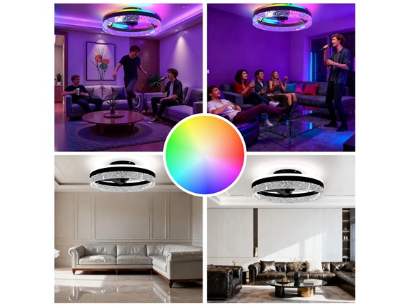 Smart RGB LED Ceiling Fan 20 w/ Remote