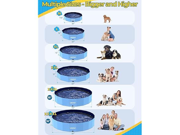 VISTOP Jumbo Foldable Dog Pool, Hard Plastic