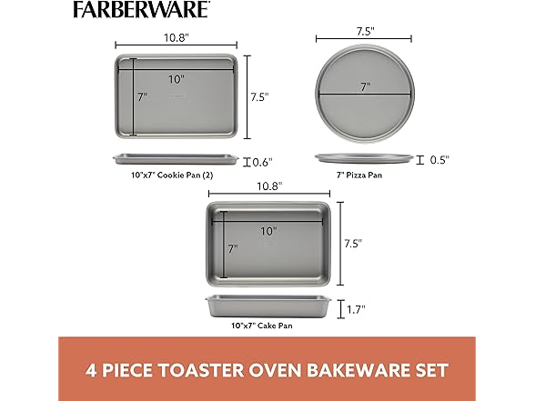 Farberware Bakeware Steel Nonstick Toaster Oven Pan Set