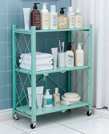 J&V Textiles Foldable 3-Tier Matte Metal Cart - Gallery 17