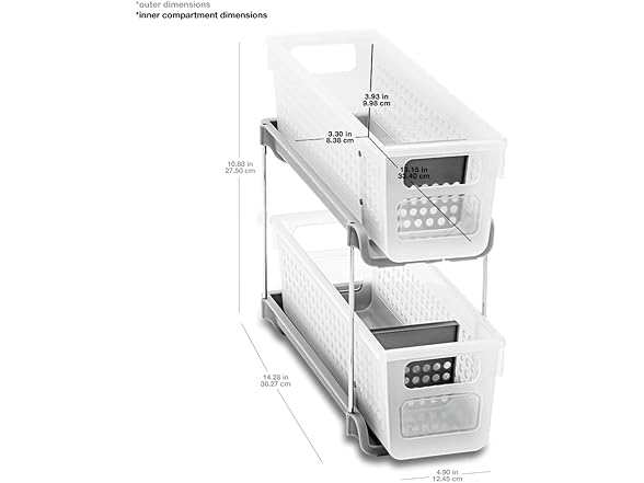 madesmart Mini 2 Tier Organizer, Pack of 4, Frost