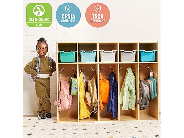ECR4Kids 5-Section Toddler Coat Locker