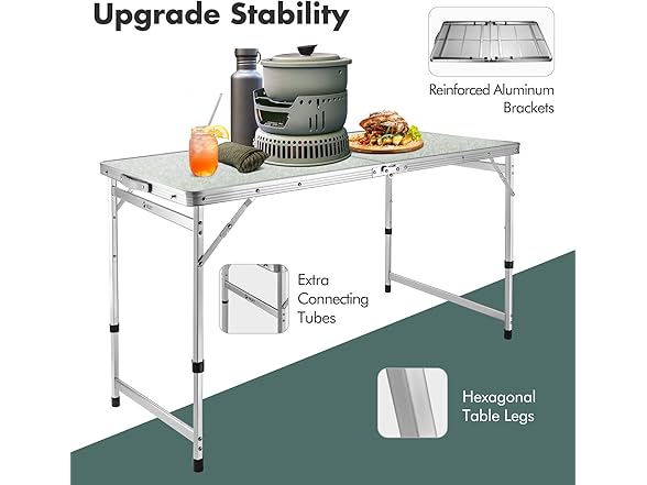 VILLEY Folding Camping Table 48"L x 23"W