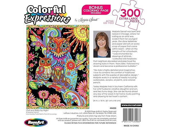 Colorful Expresions Owl and Baby by Night 300XL Piece Puzzle