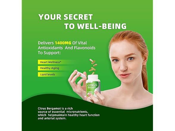 Organic Citrus Bergamot 1400mg, 120 Capsules