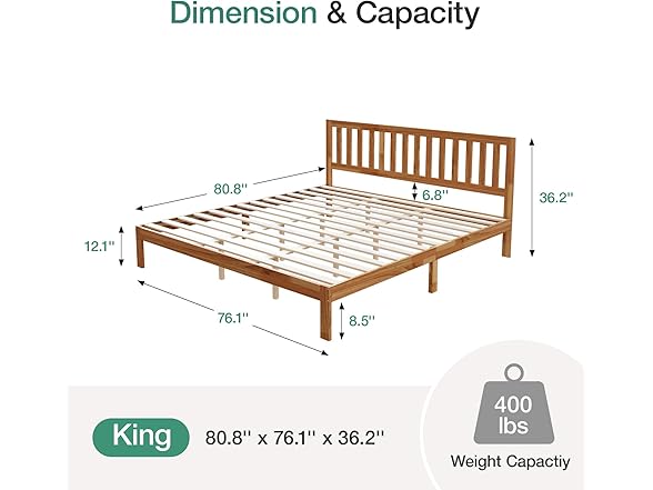 Novilla King Size Bed Frame Wood King Bed Frame and Headboard