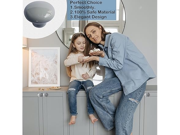 Perphin Ceramic Drawer Knobs 12pk Grey