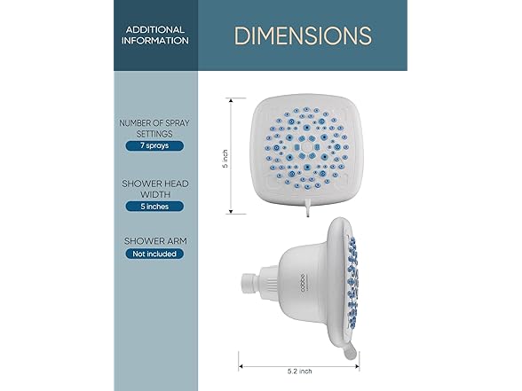 Cobbe Filtered Shower Head, 7 Modes