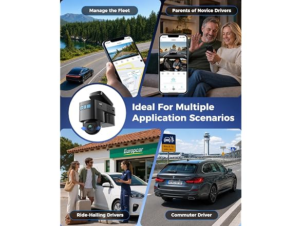 Topexplore 4G LTE Dash Cam Front+Inside