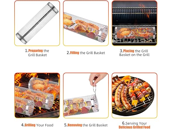 GRUNEN WOLKEN Rolling Grill Baskets 2Pk
