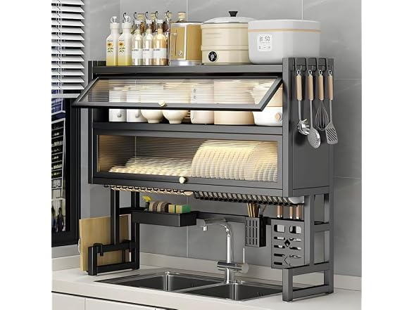 Black 37.4" Over The Sink Dish Drying Rack