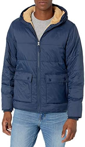 Amazon Essentials Mens Long Sleeve Water Resistant Sherpa Lined Puffer Jacket