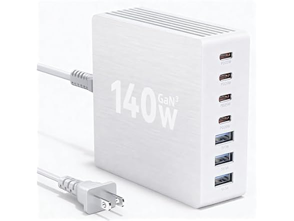 Hinkicher 7-1 USB C Charging Block | 140W GaN3