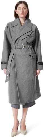 DEE OCLEPPO Womens Standard Myah Military Styled Belted Open Front Coat