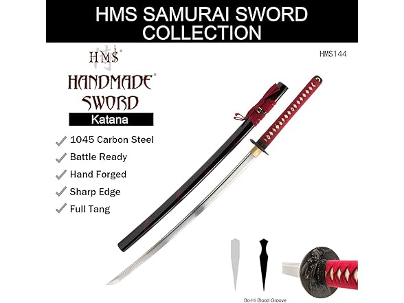 Handmade Katana Sword Warrior Red Tsuka
