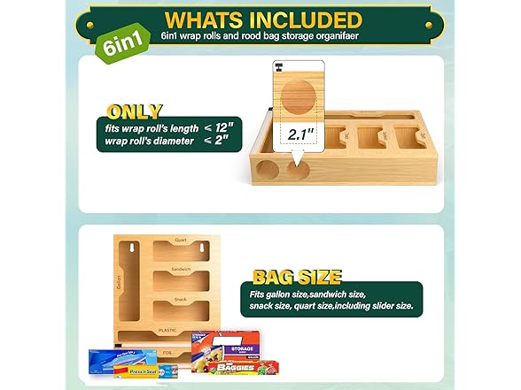 Bag Organizer and Plastic Wrap Dispenser