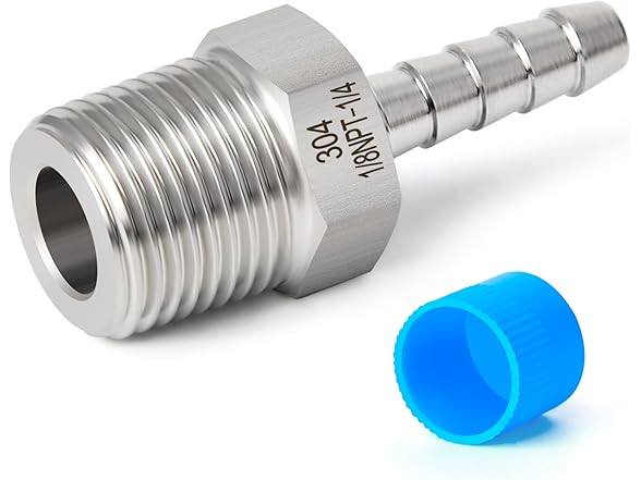 1/4 Barb x1/8 MNPT Adapter 5Pcs+Clamp