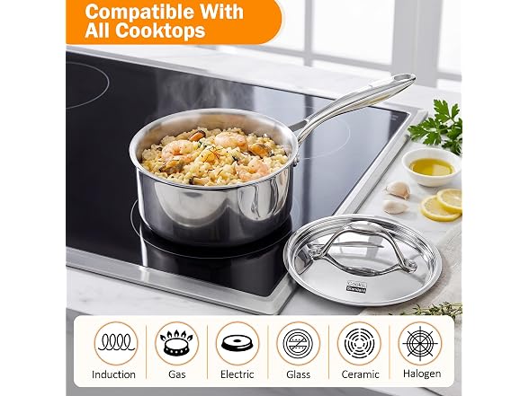 Cooks Standard Multi-Ply Clad 1.5 Quart Stainless Steel Saucepan