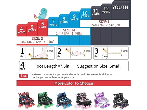 Nattork Red Adjustable Kids Roller Skates Large