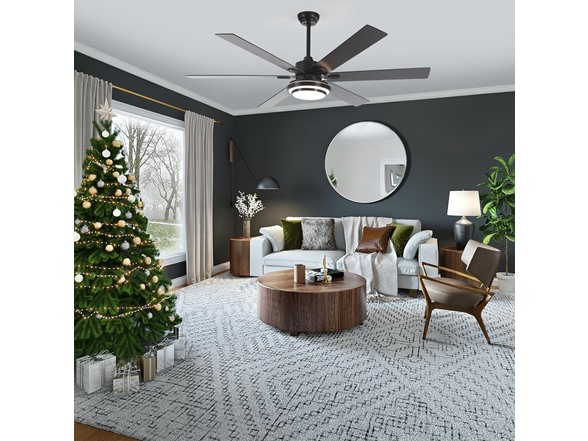 Black LED Ceiling Fan w/ Remote- Choose 62" or 72" - Gallery 3