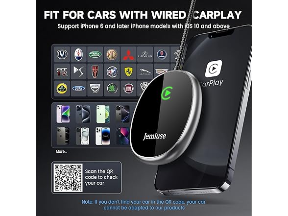 Jemluse Wireless Carplay Adapter for iOS 10+