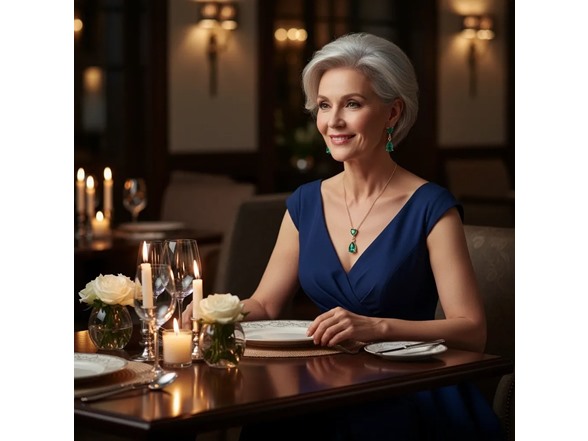 Emerald Heart Necklace & Earrings Set