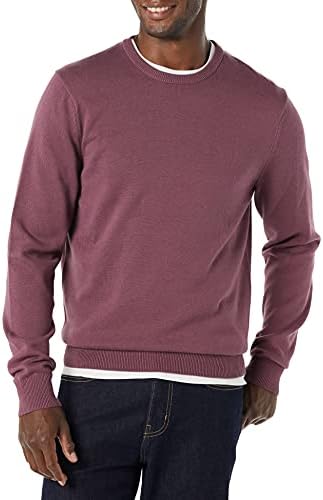 Amazon Essentials Men's Long-Sleeve Crewneck Sweater, 100% Cotton, Big & Tall Options Available, Plum, Medium