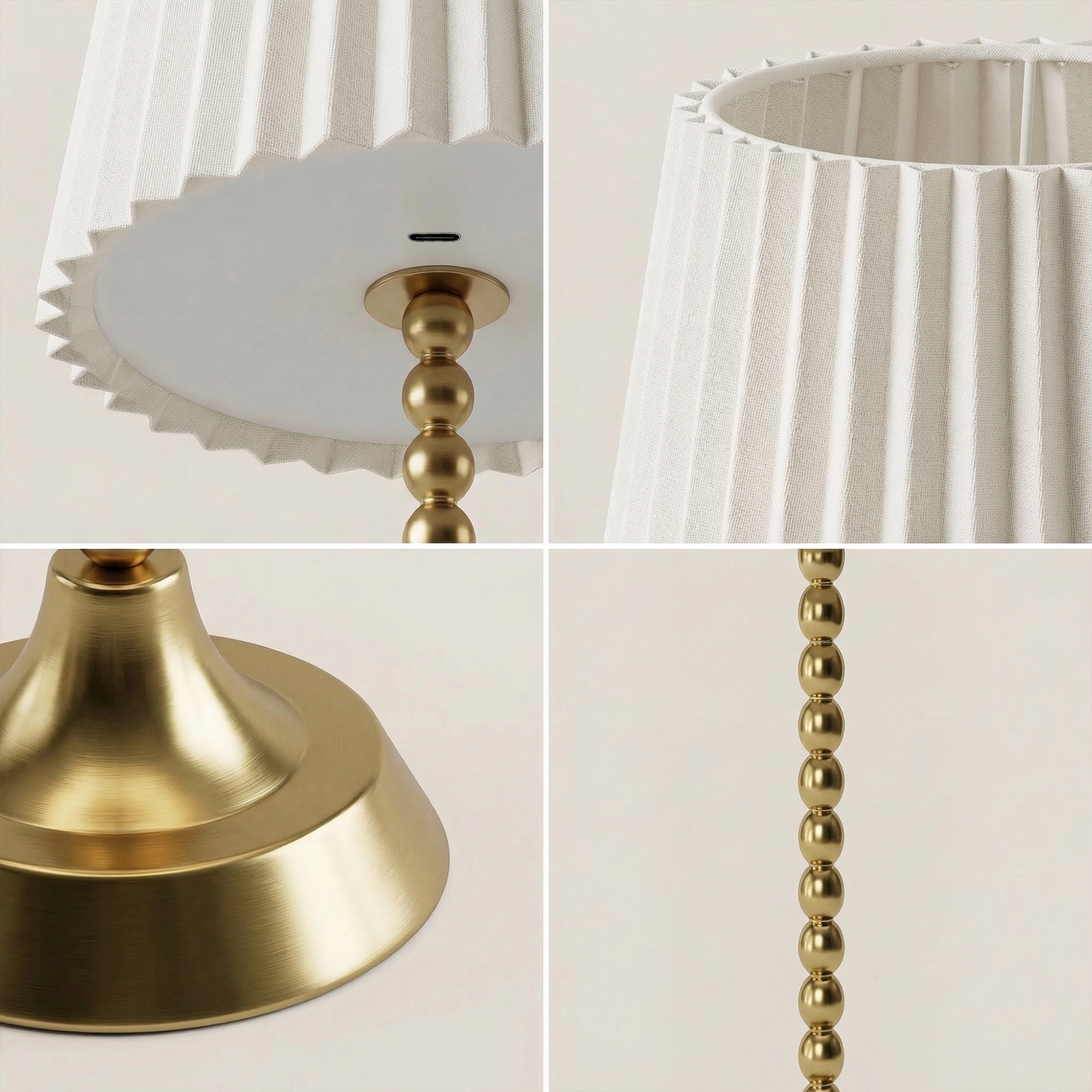 Beaded Stem Pleated Shade Lamp - Gallery 18