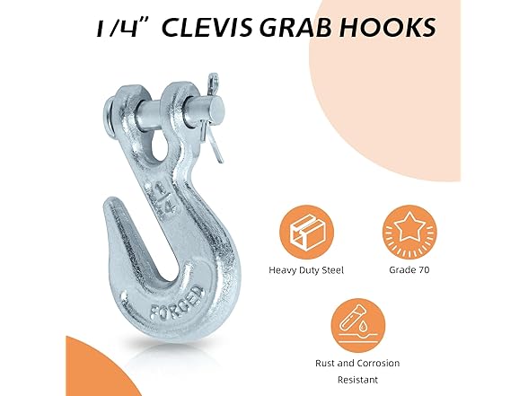 PALOZO 1/4" Clevis Grab Hook 6pk