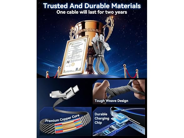 Jixivor 3 FT 4 in 1 Charging Cable