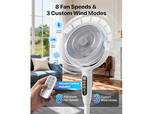Aaoyun PFD9 Rechargeable Pedestal Fan with Remote