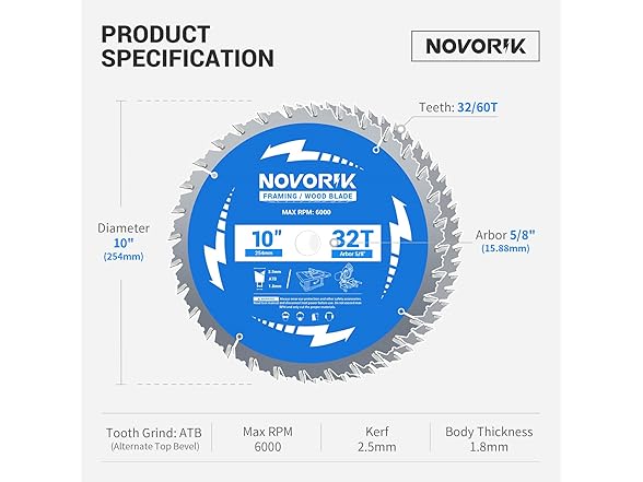 NOVORIK Circular Saw Blade, 10"