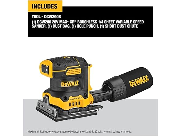 DEWALT DCW200B 20V MAX XR Sander, Brushless