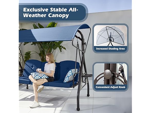 ZZW 800LBS Patio Swing with Canopy