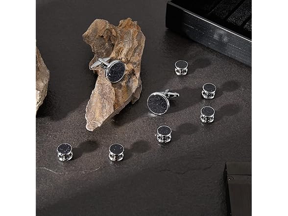 EvmAsaLQ Black Cufflinks Set