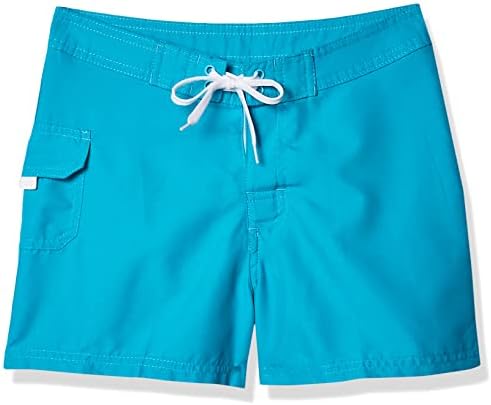 Kanu Surf Girls UPF 50+ Quick Dry Beach Coverup Boardshort, Sassy Aqua Solid, X-Large (6X)