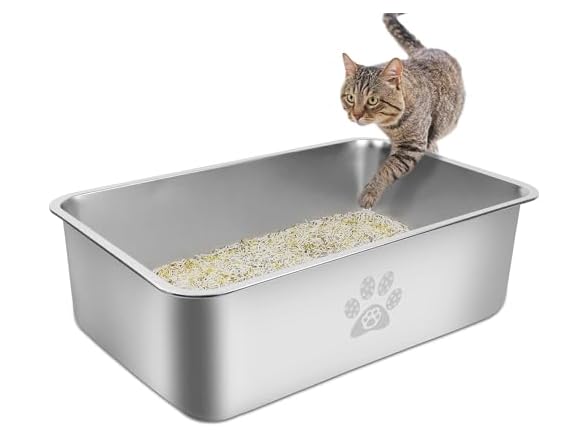 PWTAA Stainless Steel Cat Litter Box