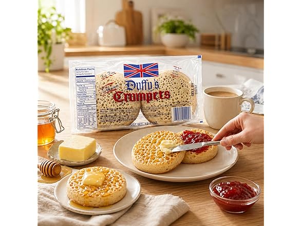 Duffy’s Crumpets British Breakfast Bread, 8 Pack