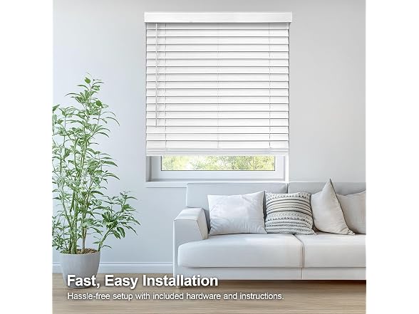 CHICOLOGY 2" Cordless Faux Wood Blinds 62" W x 60" H