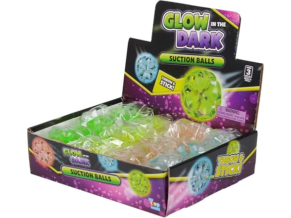 Rhode Island Novelty 2" Glow-in-The-Dark Suction Balls, 12 Pieces per Order