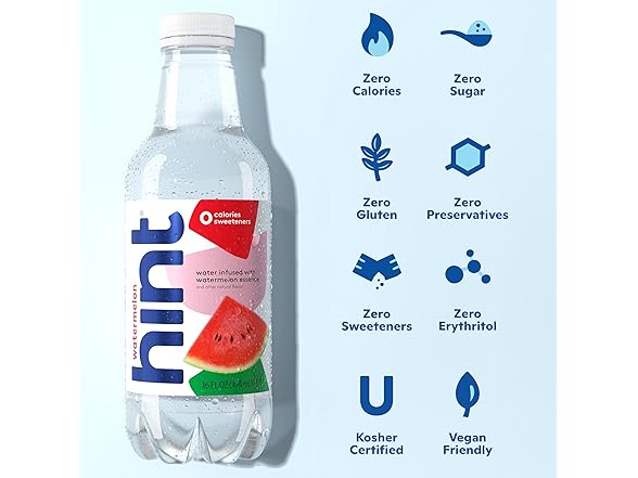 1CT Hint Water Watermelon Single Bottle, 16 oz.