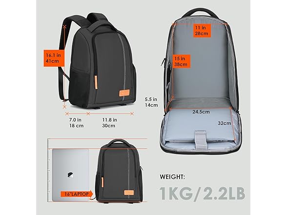 TARION Camera Backpack | 15.6in Laptop