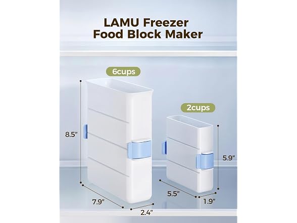 LAMU Soup Freezer Molds, 2-Cup + 6-Cup