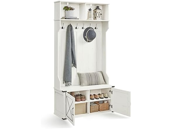 VASAGLE Hall Tree with Bench and Shoe Storage