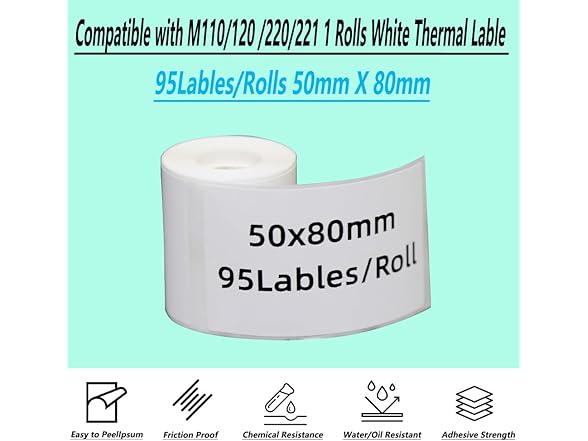 DYKJGS Thermal Stickers 50x80mm 1 Roll